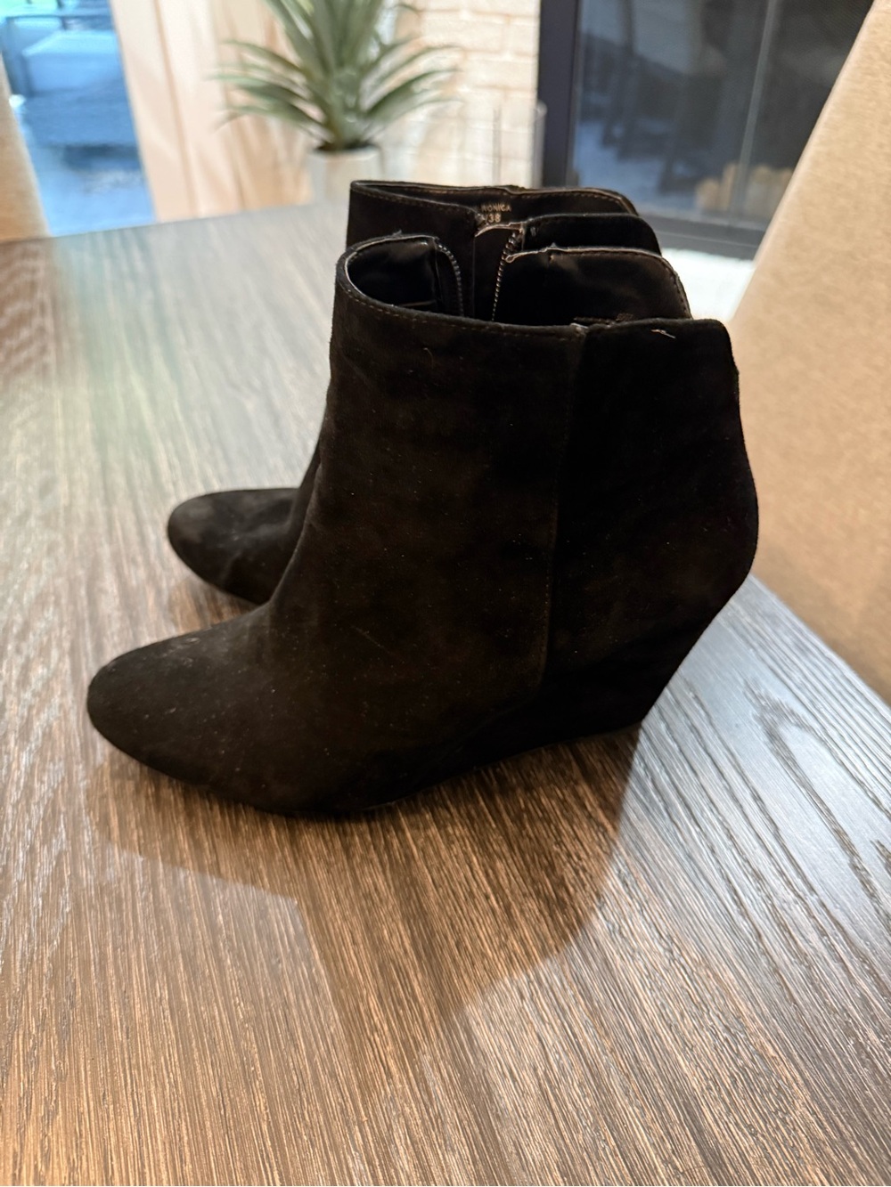 Jessica Simpson Black Suede Wedge Ankle Booties